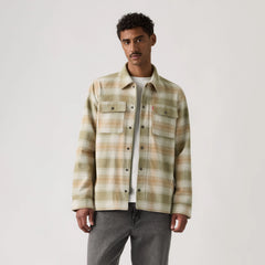 Lightweight Plaid Overshirt - Moss Ombre - Green