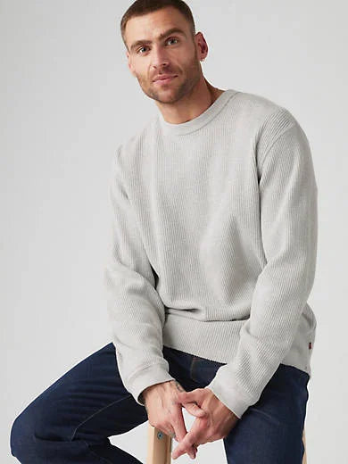 Long-Sleeve Relaxed Thermal Shirt - Light Mist Heather - Grey