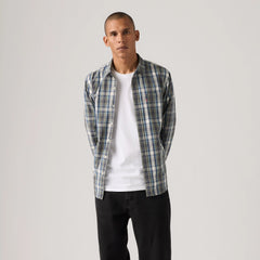 Sunset One Pocket Standard Fit Poplin Shirt - Jenil Plaid Dress Blues Poplin - Multi-Color
