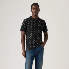 Housemark Polo Shirt - Maron Ditsy Jet Black - Black
