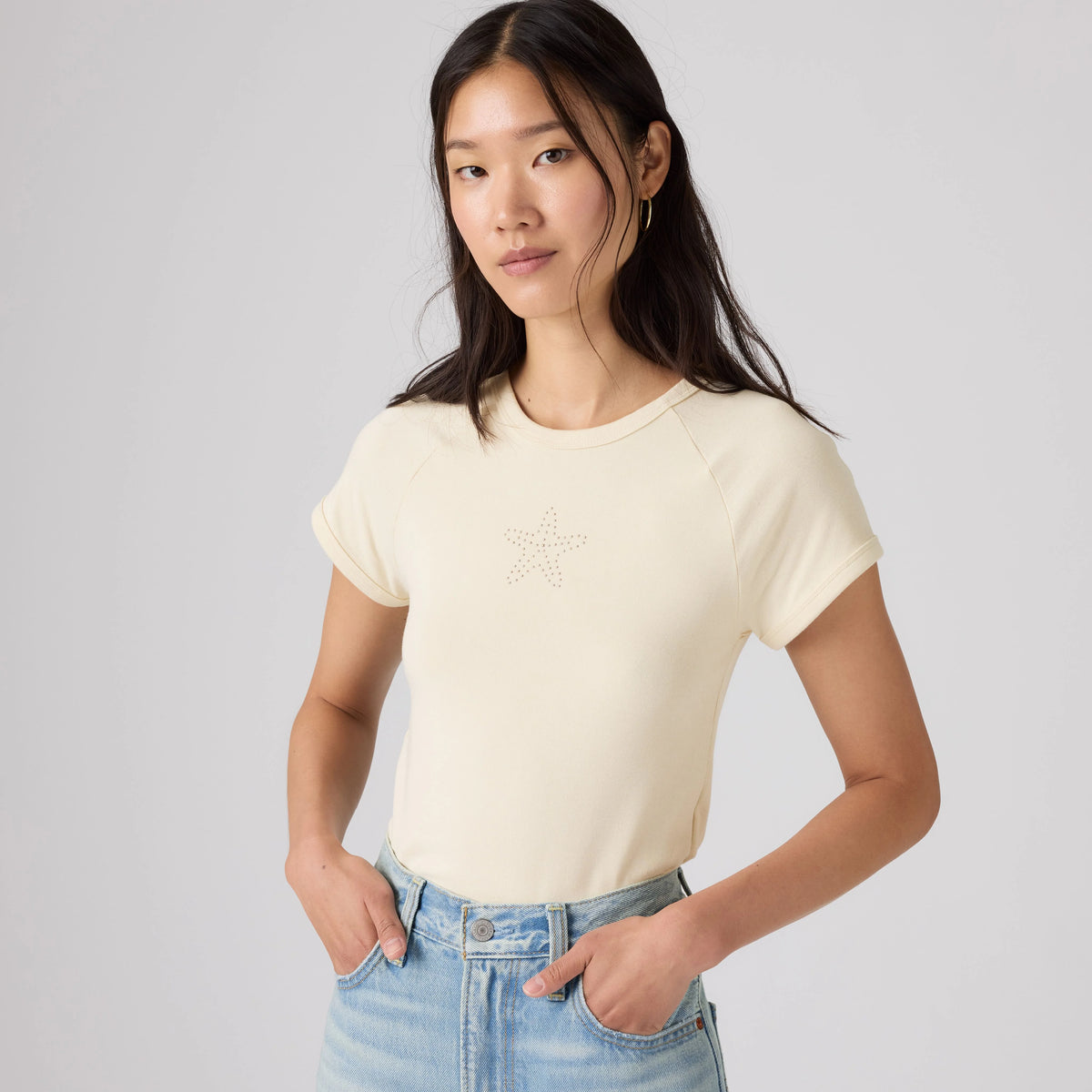 Graphic Riley Raglan T-Shirt - Starfish Seedpearl - White