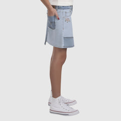 Mash Up Denim Skirt Big Girls 7-16 - Fully Baked - Light Wash
