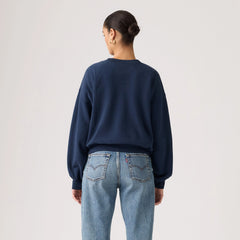 Graphic Logo Vintage Boxy Sweatshirt - Crew Western Collegi - Blue