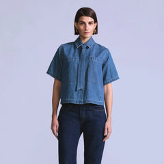 Women's Short-Sleeve Cafe Top - Everyday Blues - Medium Wash