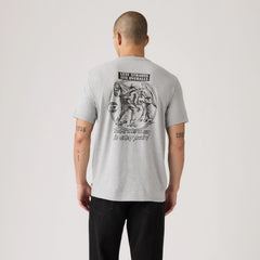 Relaxed Fit Short-Sleeve Graphic T-Shirt - Archival Overalls Heather Grey - Grey