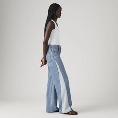 Baggy Dad Pieced Women's Jeans - Mixed Bag - Medium Wash