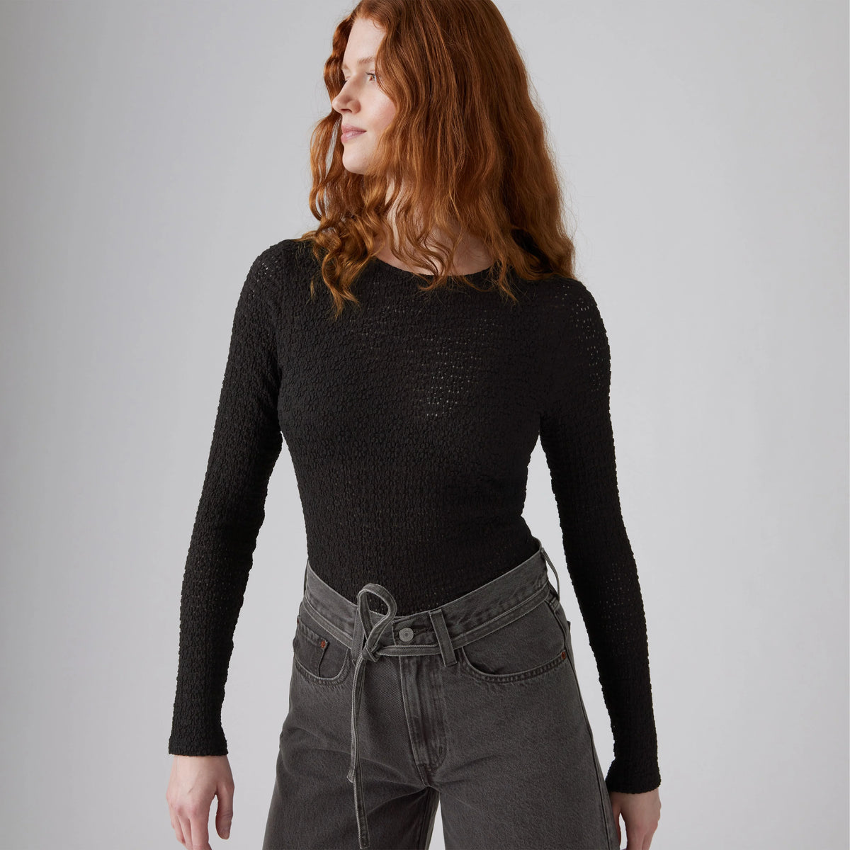 Anika Crewneck Top - Anthracite Night - Black