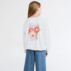 Long Sleeve Bubble Hem Knit Top Big Girls 7-16 - Bright White