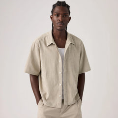 Short-Sleeve Lama Boxy Shirt - Cadiz Plaid Silver Birch - Brown