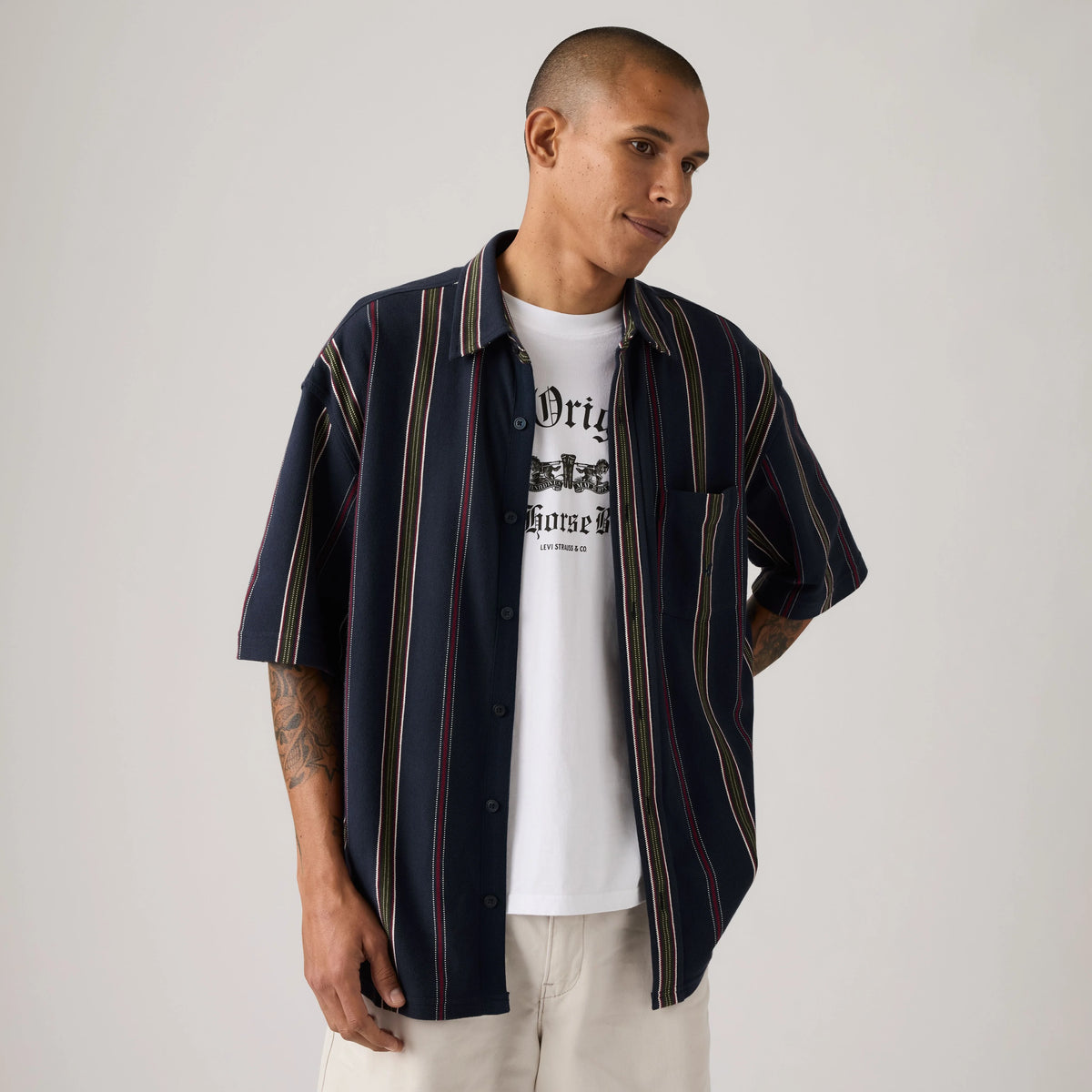 Short-Sleeve Dawson Shirt - Henderson Stripe Navy - Blue