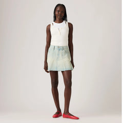 Pleated Mini Skirt - On Blast - Light Wash