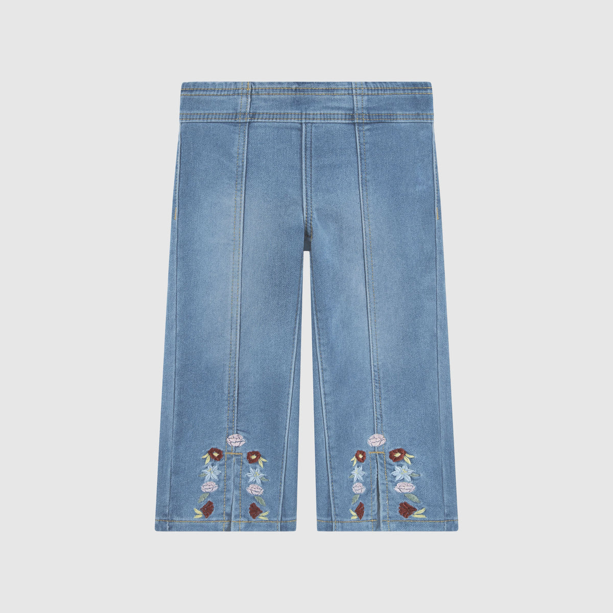 Dobby Pull On Wide Leg Toddler 2T-4T Jeans - Drew Me In - Medium Wash