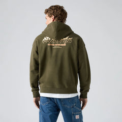 Two Horse Boxy Grunge Wash Hoodie Sweatshirt - Original Copper Rive - Brown