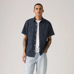 Short-Sleeve Classic One Pocket Standard Fit Shirt - Kieran Geo Print Navy Blazer - Blue