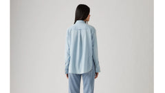 Harlie Boyfriend Button Down Shirt - Where Is She - Light Wash