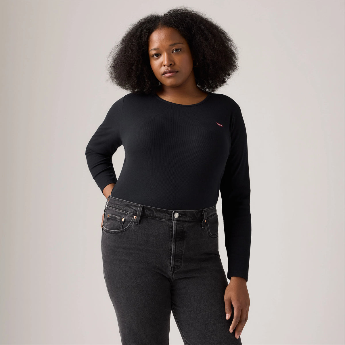 Hayes Long-Sleeve T-Shirt (Plus Size) - Anthracite Night - Black