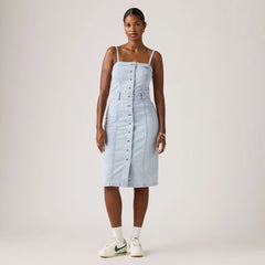 Denim Bustier Midi Dress - Not Surprised - Light Wash