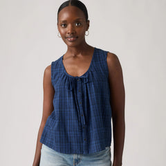 Luella Blouse - Busy Plaid True Navy - Blue