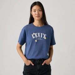 Graphic Logo Vintage Short Sleeve Tee - 2 Horse Craft Sunshi - Blue