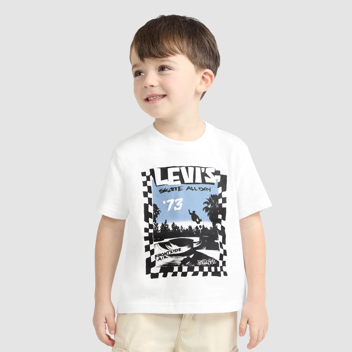 Short Sleeve Catching Air Toddler 2T-4T Graphic Tee - Bright White
