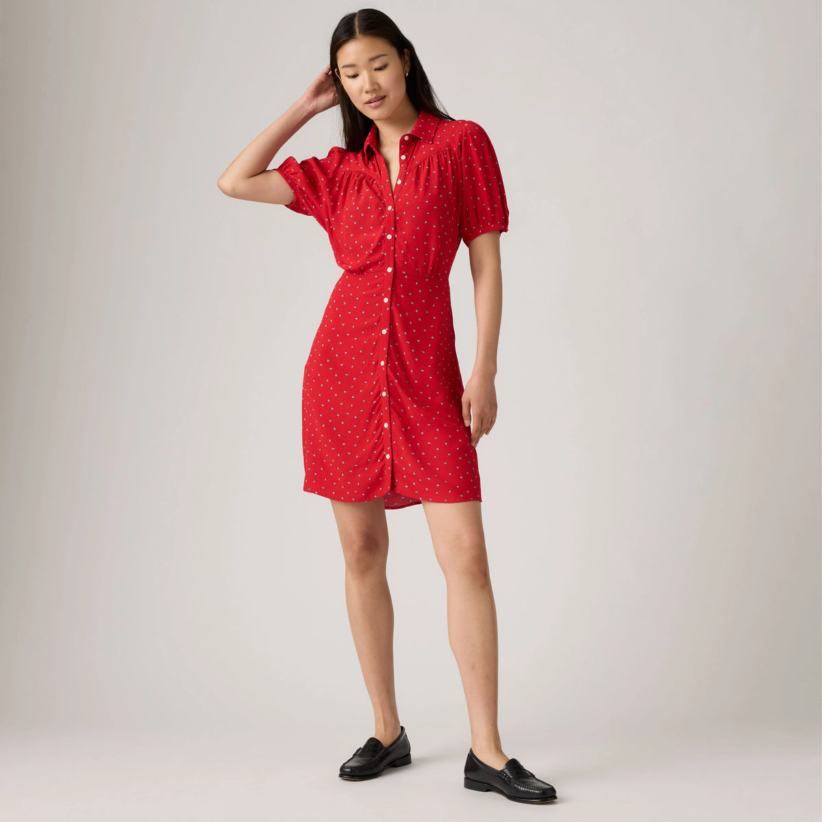 Lea Mini Dress - Cara Ditsy Floral - Red