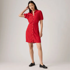 Lea Mini Dress - Cara Ditsy Floral - Red