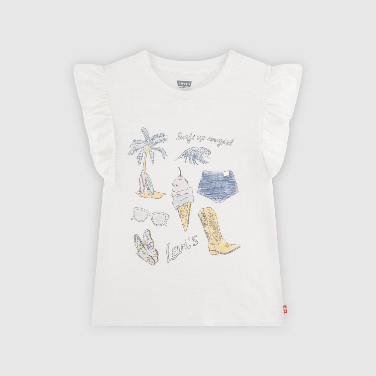 Short Sleeve Coastal Girl Toddler 2T-4T Graphic Tee - Antique White