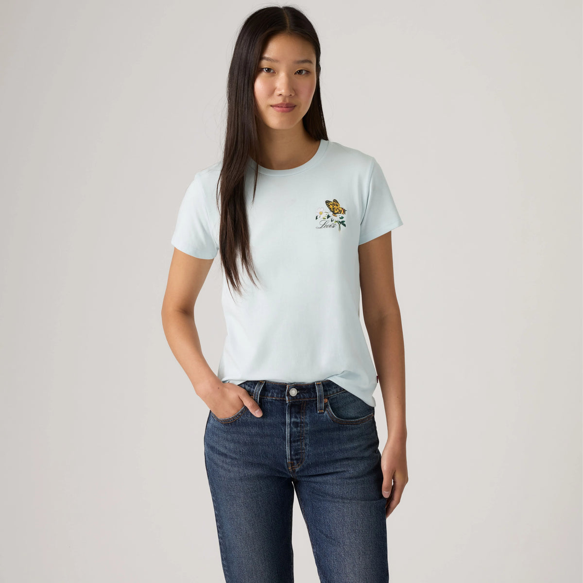 Levi's® Logo Perfect Tee Shirt - Daisy Count - Blue