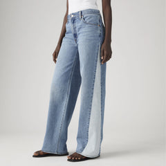 Baggy Dad Pieced Women's Jeans - Mixed Bag - Medium Wash