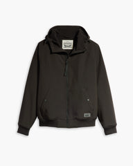 Soft Shell Hoodie Bomber Jacket - Black