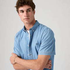 Authentic Short-Sleeve Button-Down Shirt - Eli Medium Blue Wash - Blue