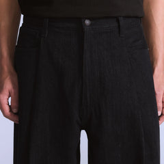 Wide Pleated Crop Men's Jeans - Moj Darkstar - Black