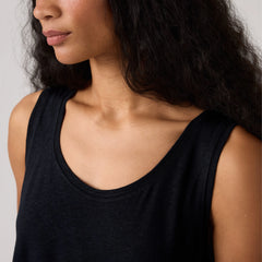 Lori Linen Scoop Tank Top - Anthracite Night - Black