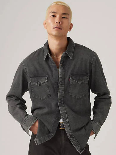 Relaxed Fit Western Shirt - Night Shadow Black Wash - Black