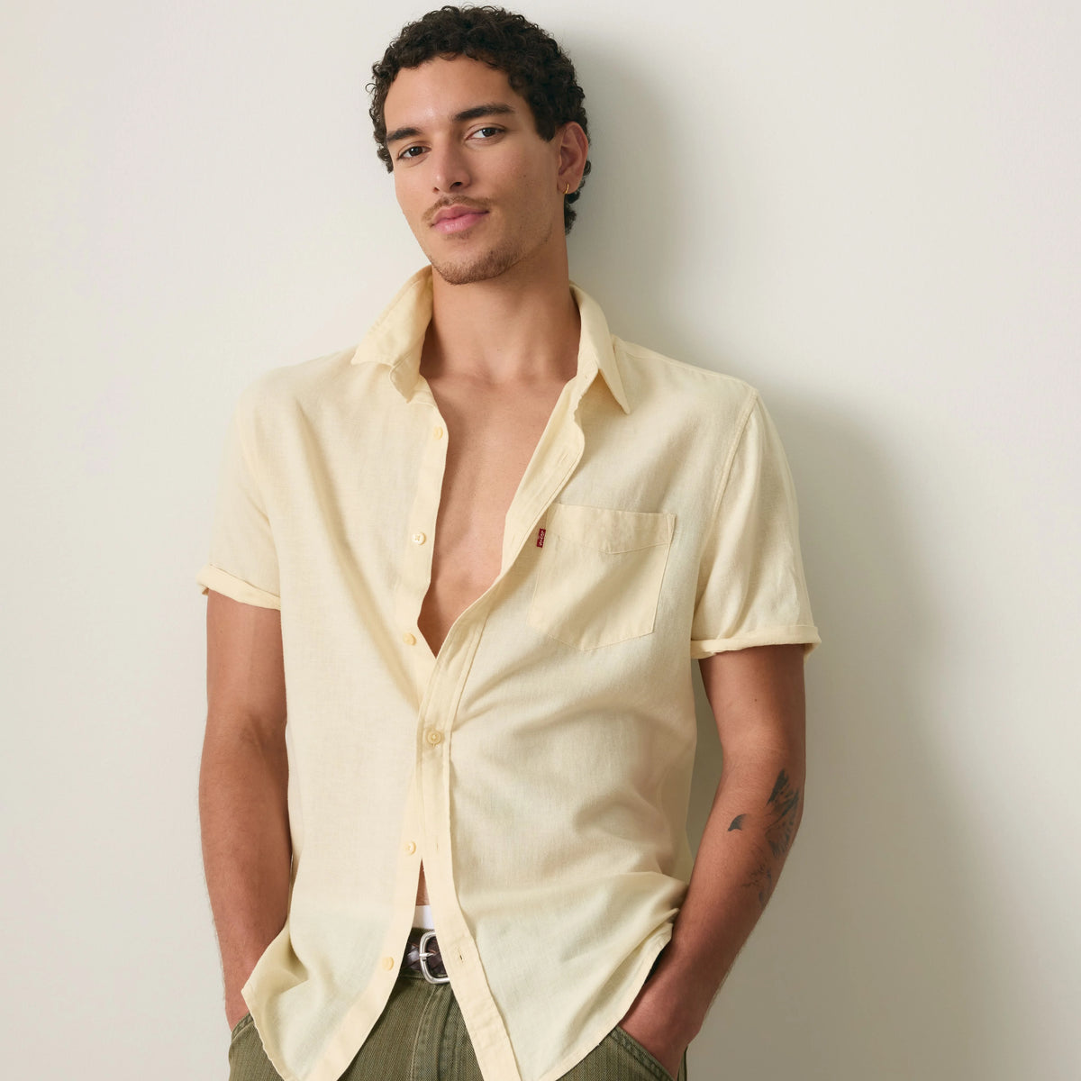 Short-Sleeve Sunset One Pocket Cotton Linen Shirt - Rutabaga - Yellow