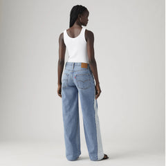 Baggy Dad Pieced Women's Jeans - Mixed Bag - Medium Wash