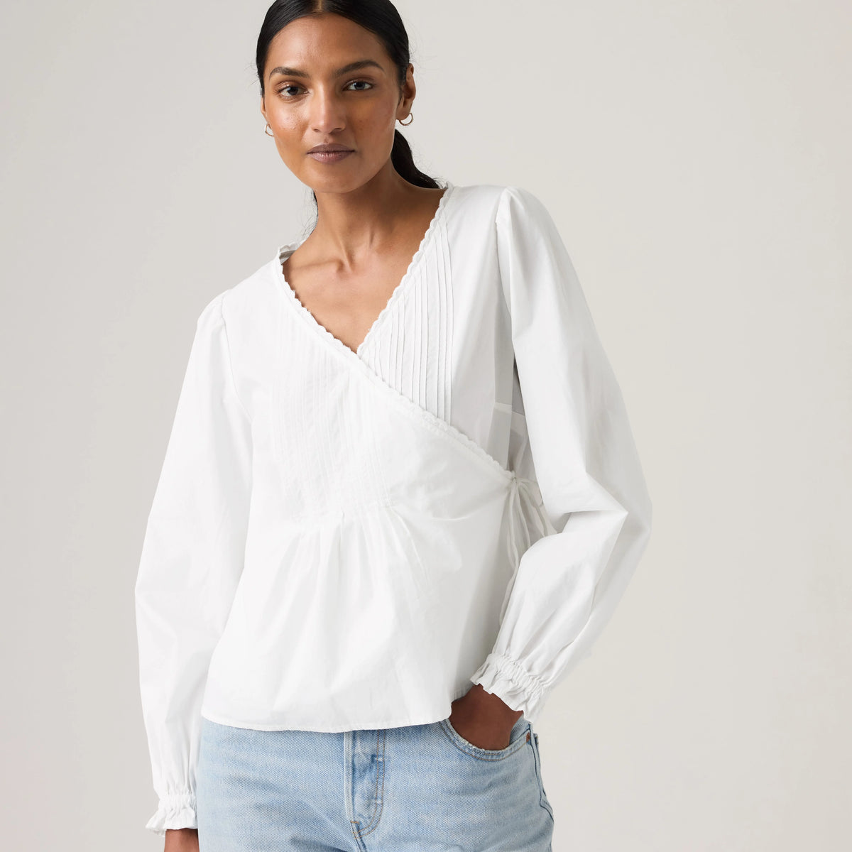 Soleil Wrap Blouse - Bright White - White