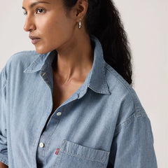 Harlie Boyfriend Button Down Shirt - Good Daze - Medium Wash