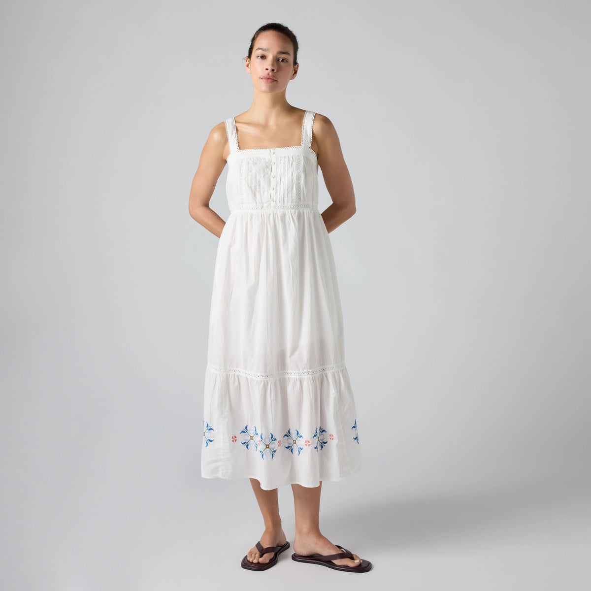 Mimi Midi Dress - Cloud Dancer Larger - Multi-Color