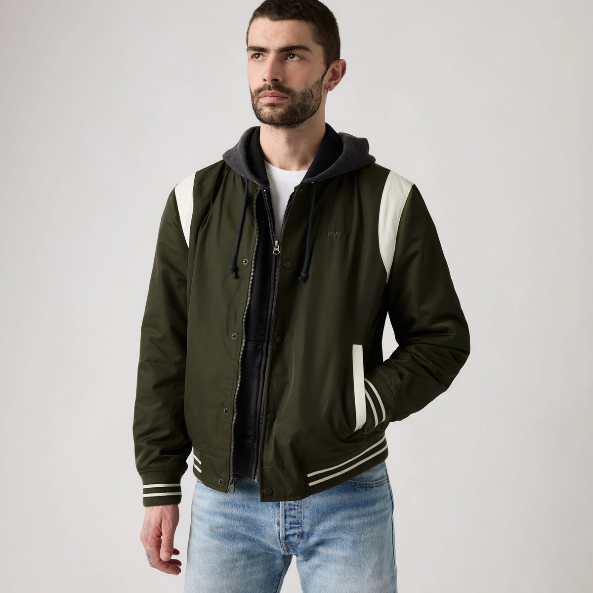 Varsity Bomber - Olive - Green