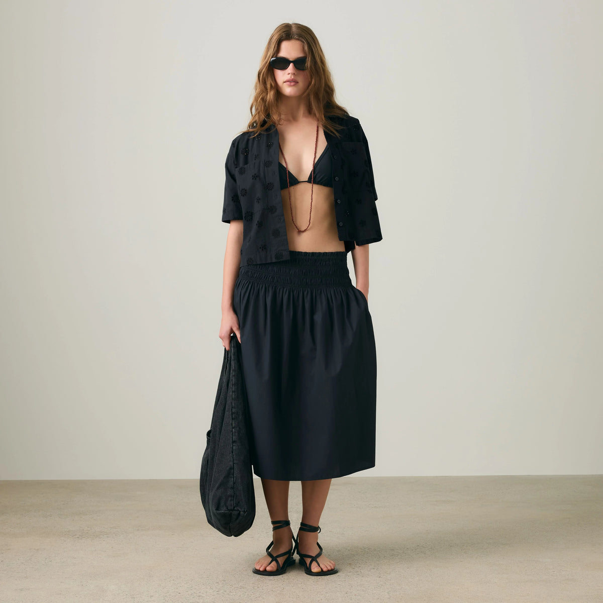 Everdeen Midi Skirt - Anthracite Night - Black
