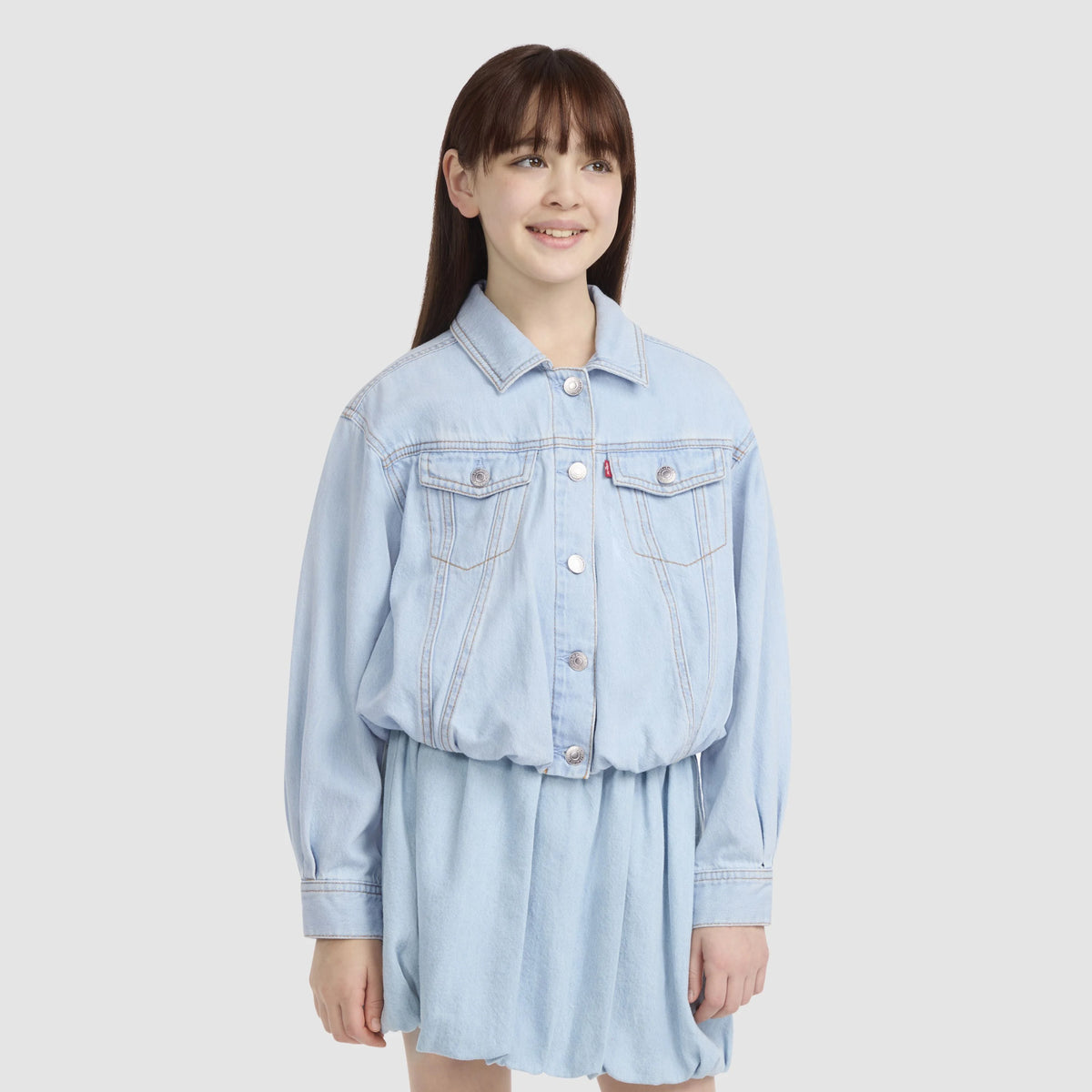 Bubble Denim Trucker Jacket Big Girls 7-16 - Wow Me Over - Light Wash