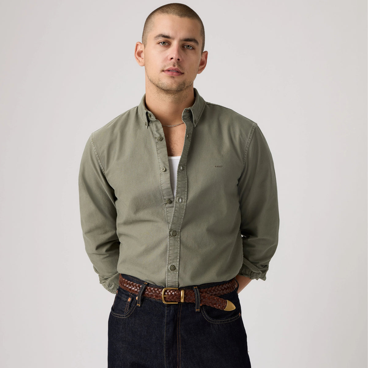 Authentic Button-Down Garment Dye Shirt - Garment Dye Mulled Basil - Green