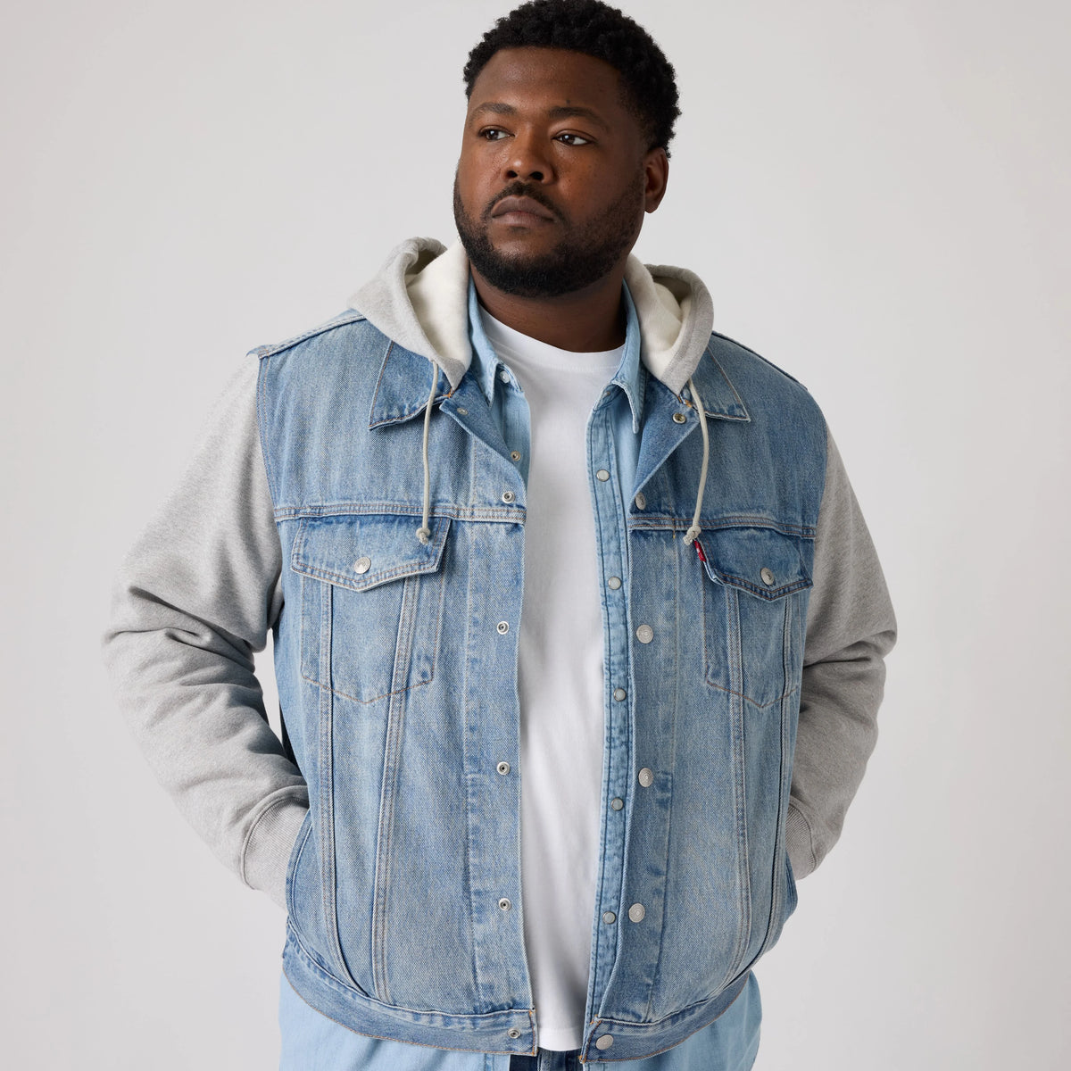 Hybrid Hoodie Trucker Jacket (Big) - Candy Man - Medium Wash