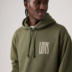 Relaxed Graphic Hoodie Sweatshirt - Stretched Serif Kambaba - Green