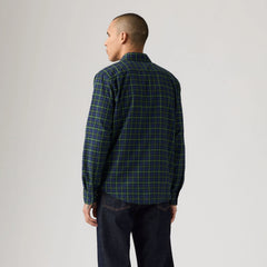 Classic One Pocket Standard Fit Flannel Shirt - Harlan Plaid Blue Deep Depths - Blue