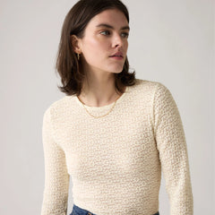 Anika Crewneck Top - Egret - White