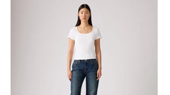 Essential Square Neck Tee - Bright White - White
