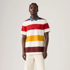 Classic Short-Sleeve Rugby Shirt - Wesley Stripe Egret - Multi-Color