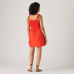 Vera Waisted Mini Dress - Signal Red - Red